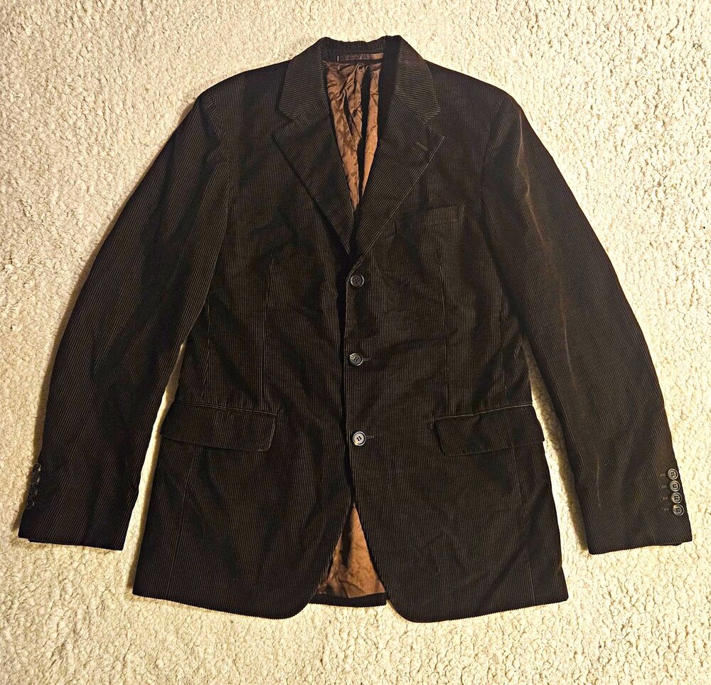 VTG 90s PRADA Milano Blazer Jacket Corudroy Mens 50R Brown Made In Italy
